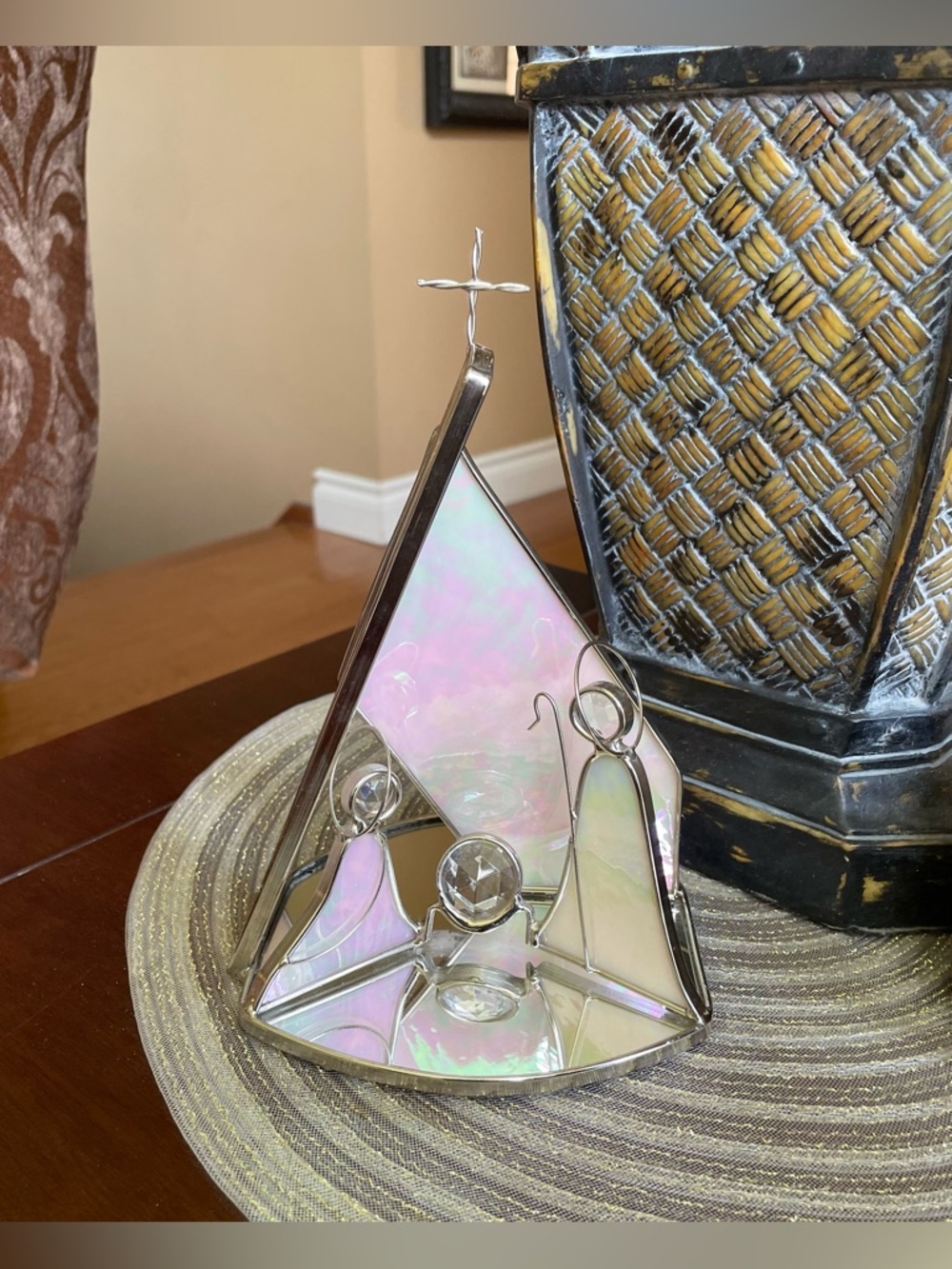Iridiscent Stained Glass Nativity Scene